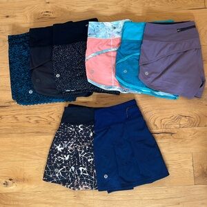 8 piece lululemon shorts and skirt Bundle size 4 and 6